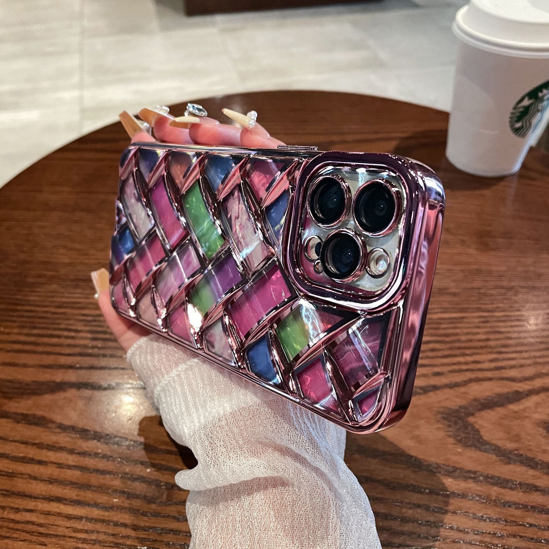 Electroplated Woven Phone Case with Color Shell