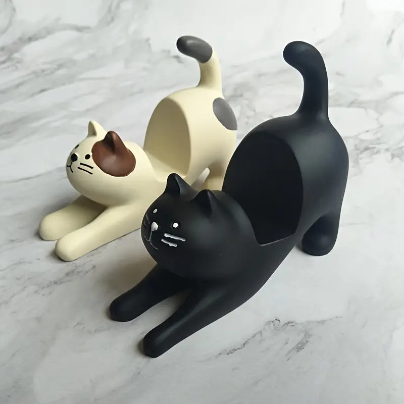 Resin Cat Phone Holder for Home and Office Decor