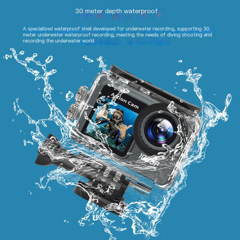 Outdoor Waterproof Sports Camera with Dual Screens 1080p