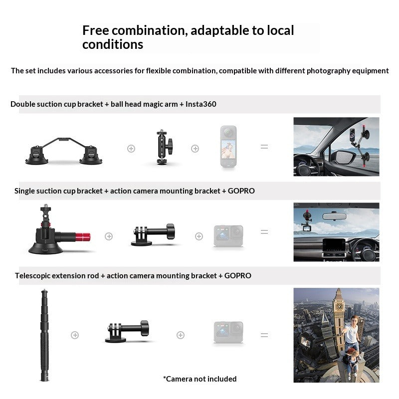 Action Camera Extension Pole with Suction Cup Kit