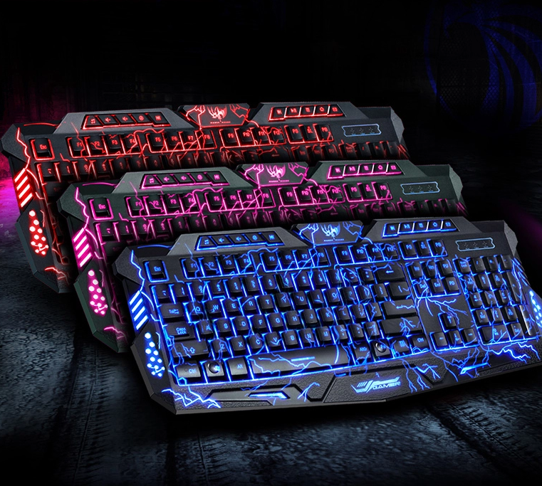 M200 Crackle Design RGB Gaming Keyboard and Mouse Set