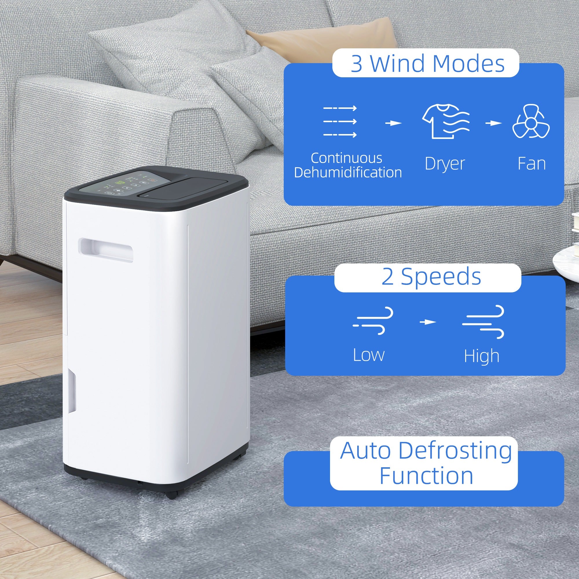 6000mL Portable Dehumidifier, 24H Timer, 20L/Day
