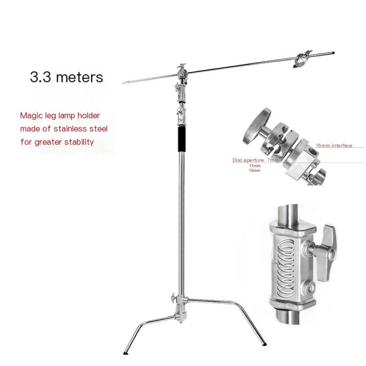 3.3m 40-Inch Stainless Steel C-Shape Lighting Stand