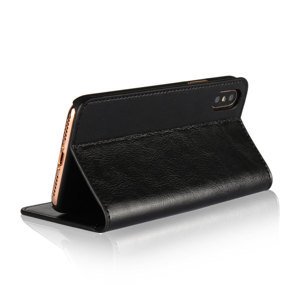 Crazy Horse Leather Phone Case Wallet with Stand