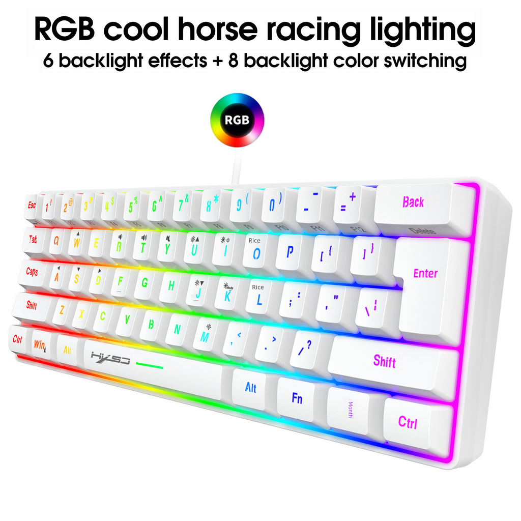 61-Key RGB Gaming Membrane Keyboard with Shortcuts