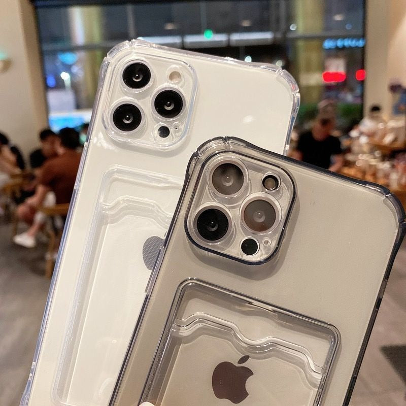 Transparent Soft Cover Card Slot Bag for iPhone Models