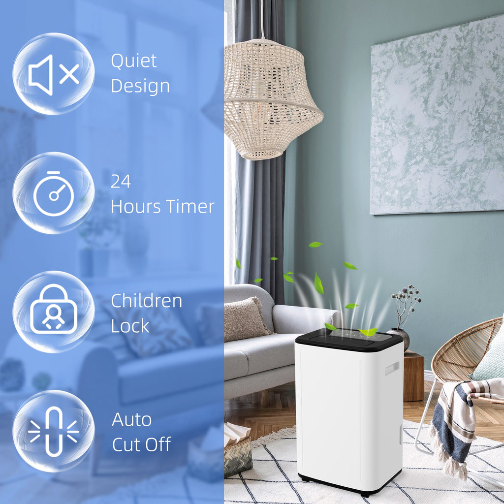 6000mL Portable Dehumidifier, 24H Timer, 20L/Day