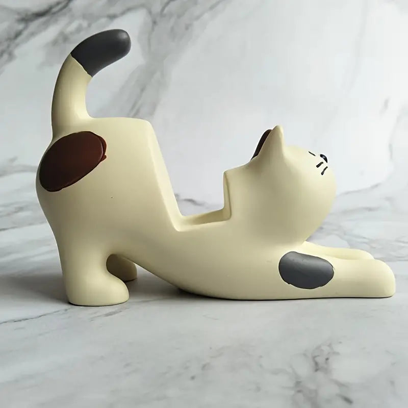 Resin Cat Phone Holder for Home and Office Decor