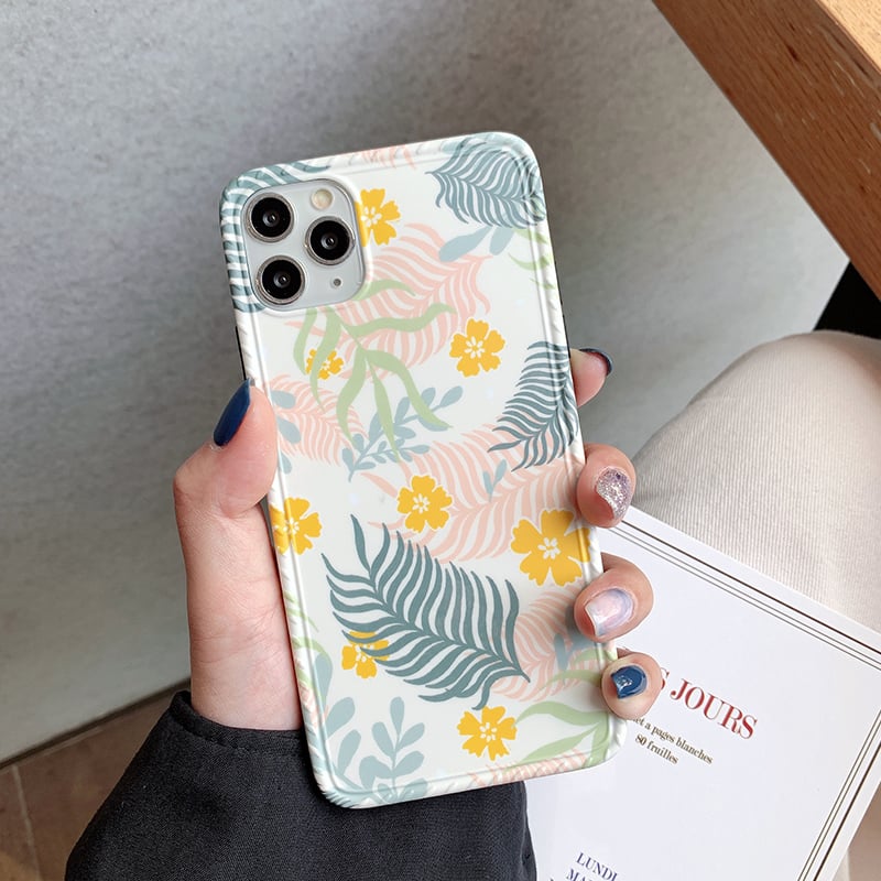 Painted Flower and Leaf Phone Case
