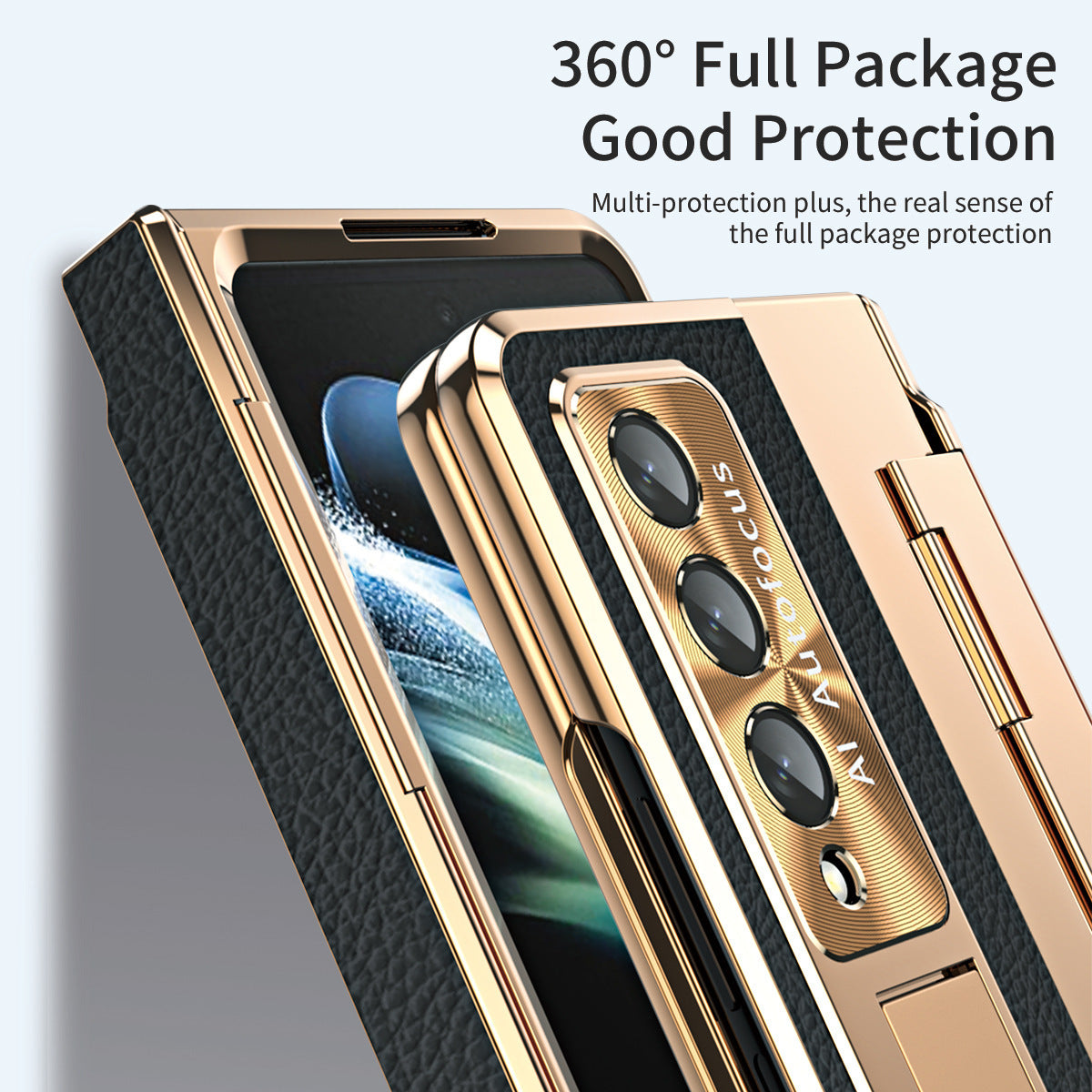 Samsung Z Fold4/5 Leather Case with Hinge Protection