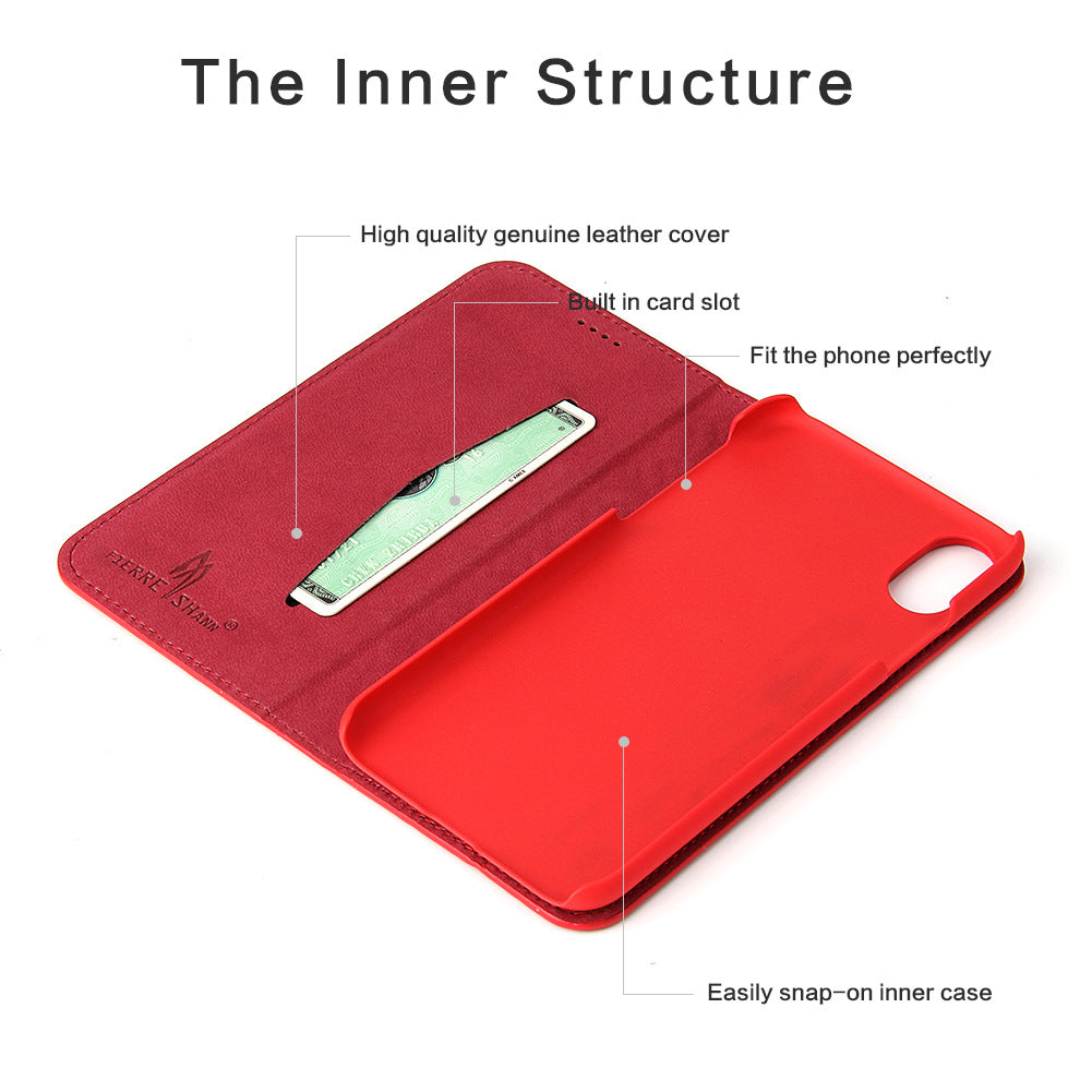iPhone X Leather Case with Coin Pattern Design