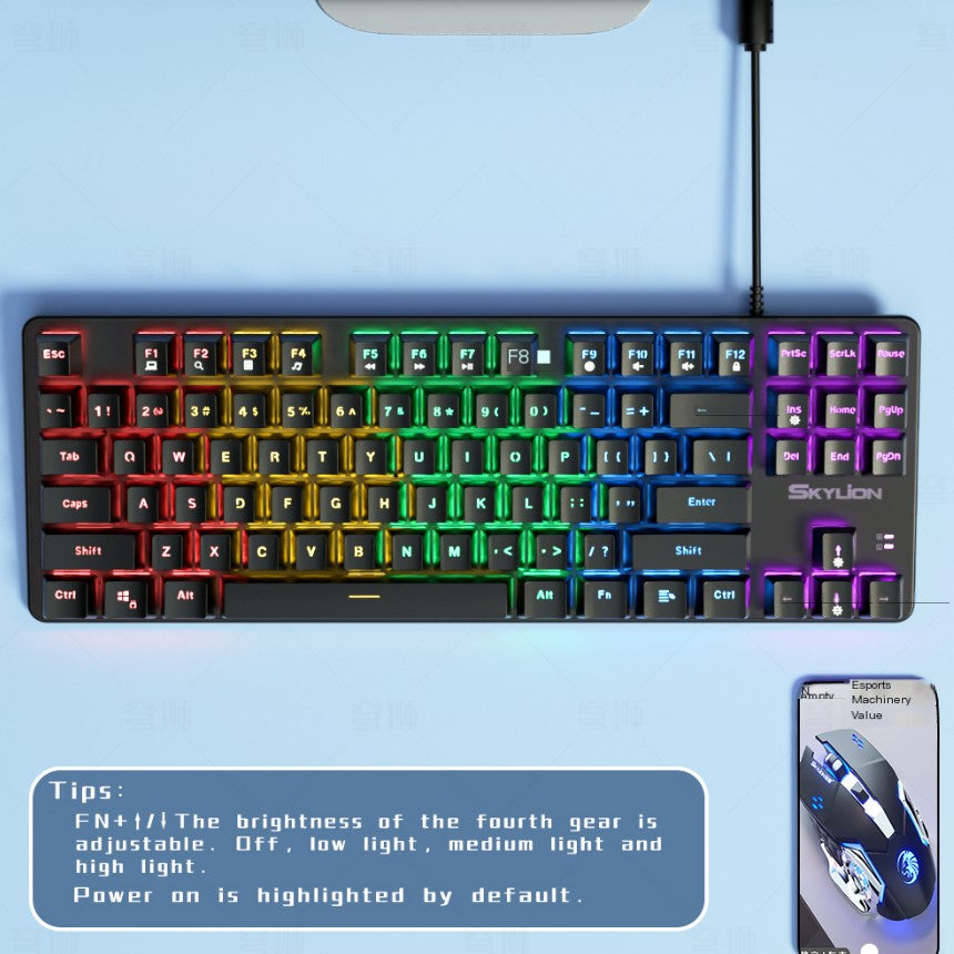 H87 Mechanical Wired Dual Color Keyboard for Gaming