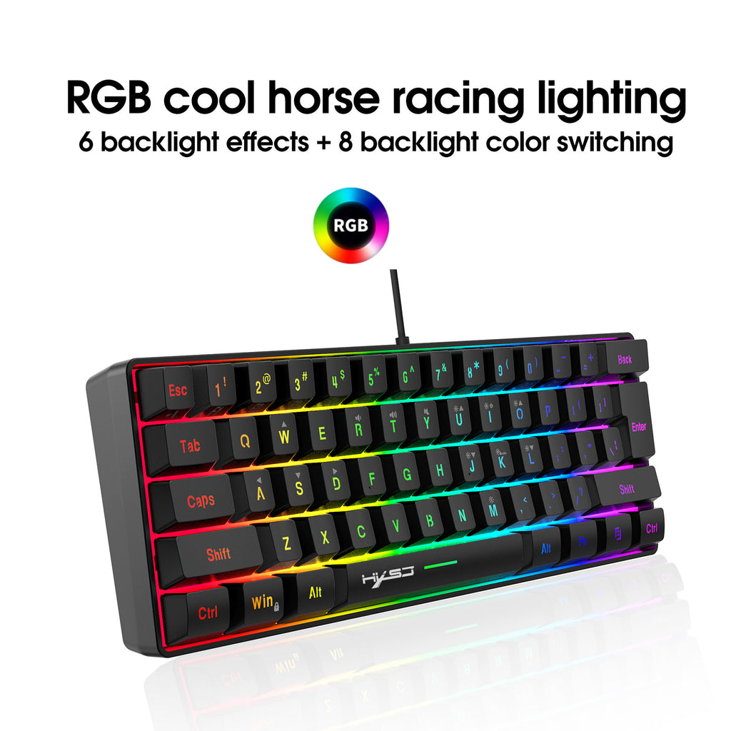 61-Key RGB Gaming Membrane Keyboard with Shortcuts
