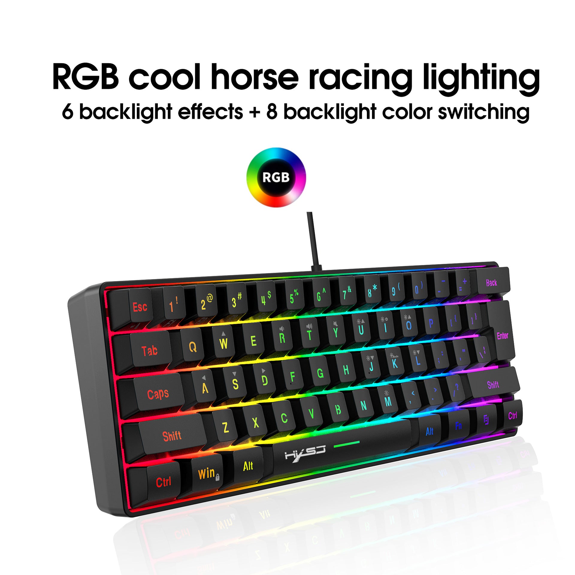 61-Key RGB Gaming Membrane Keyboard with Shortcuts