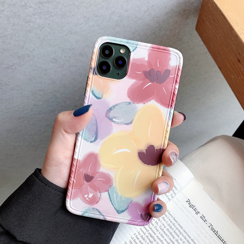 Painted Flower and Leaf Phone Case