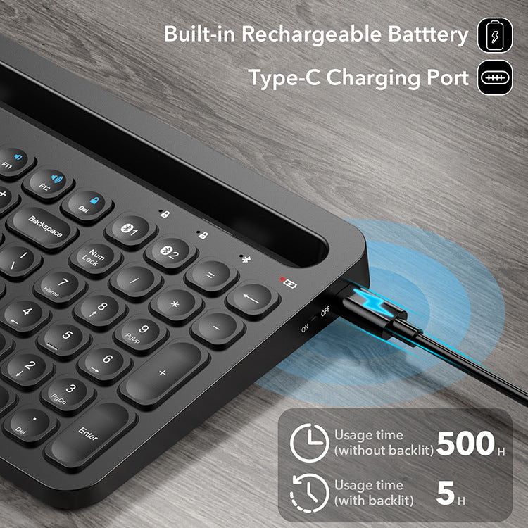 Bluetooth Wireless Keyboard with Slot for Large Tablets