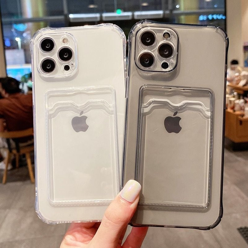 Transparent Soft Cover Card Slot Bag for iPhone Models