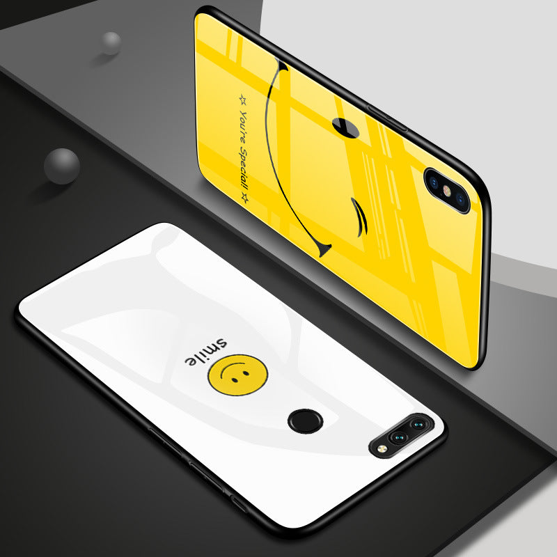 Happy Face Tempered Glass Phone Case