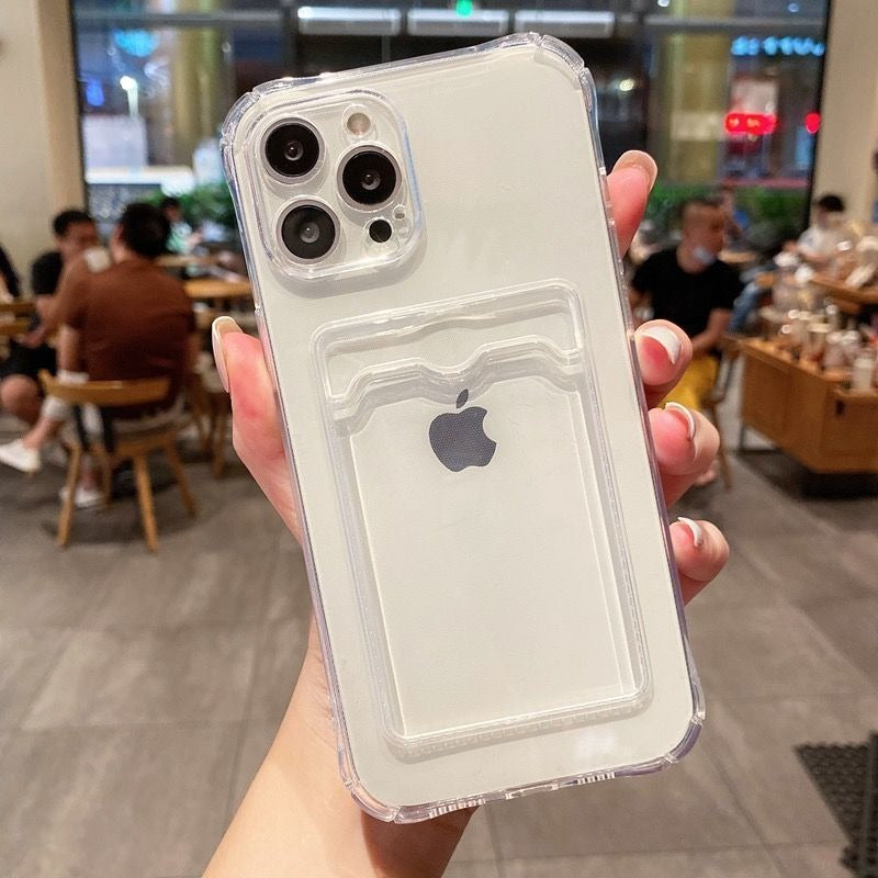 Transparent Soft Cover Card Slot Bag for iPhone Models