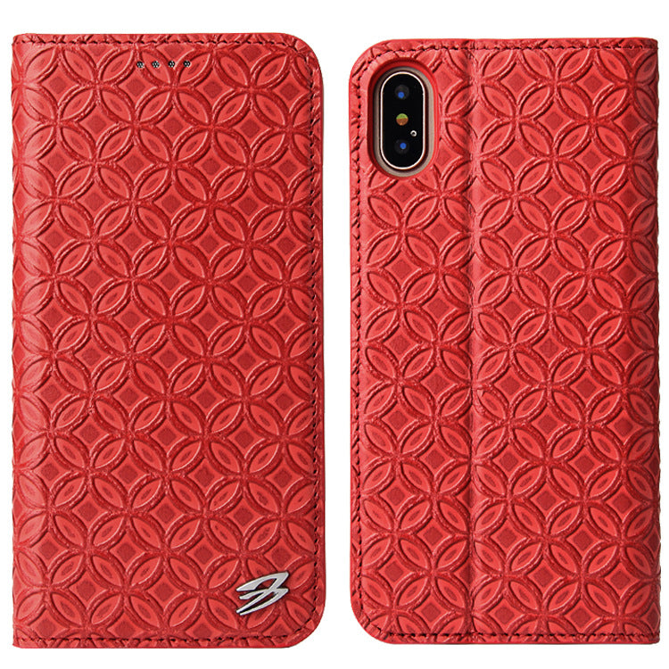 iPhone X Leather Case with Coin Pattern Design