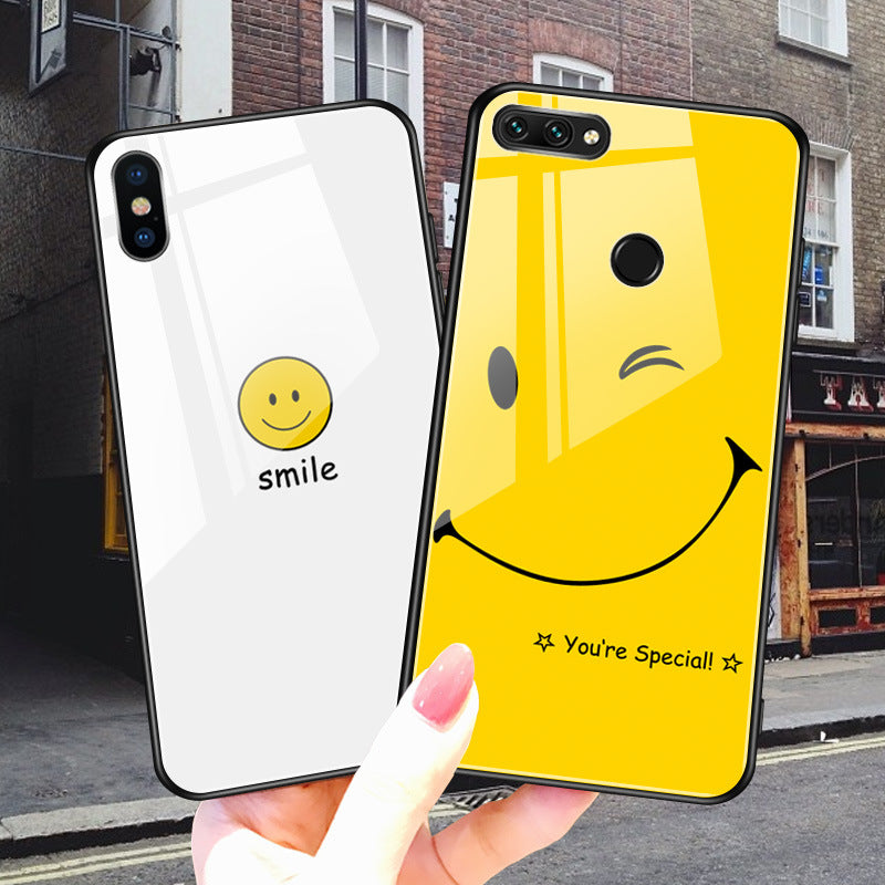Happy Face Tempered Glass Phone Case