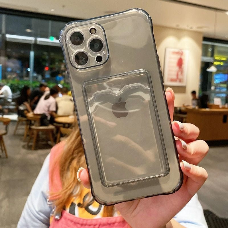 Transparent Soft Cover Card Slot Bag for iPhone Models