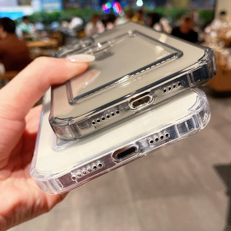 Transparent Soft Cover Card Slot Bag for iPhone Models