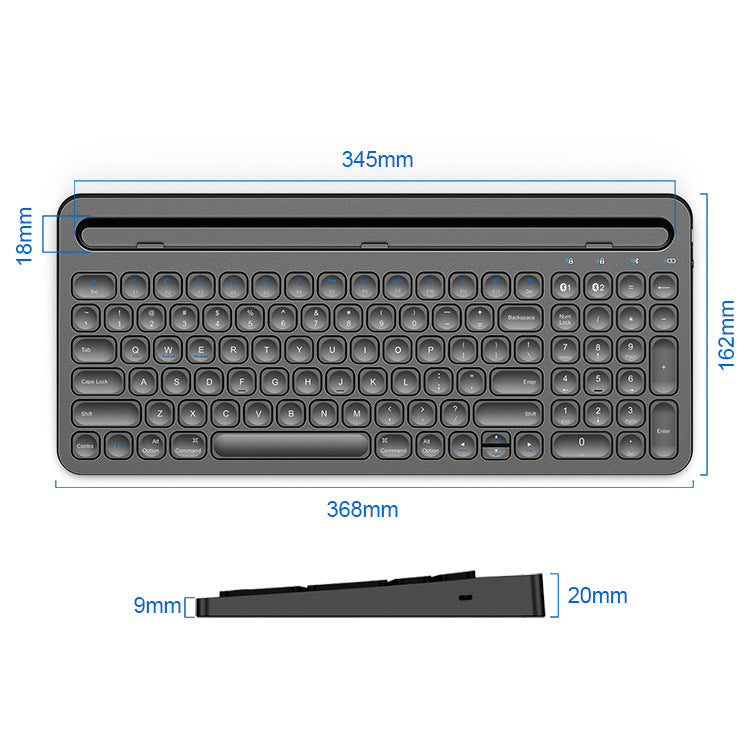 Bluetooth Wireless Keyboard with Slot for Large Tablets