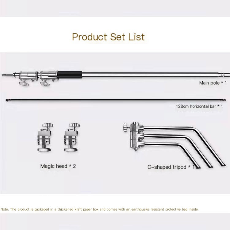 3.3m 40-Inch Stainless Steel C-Shape Lighting Stand