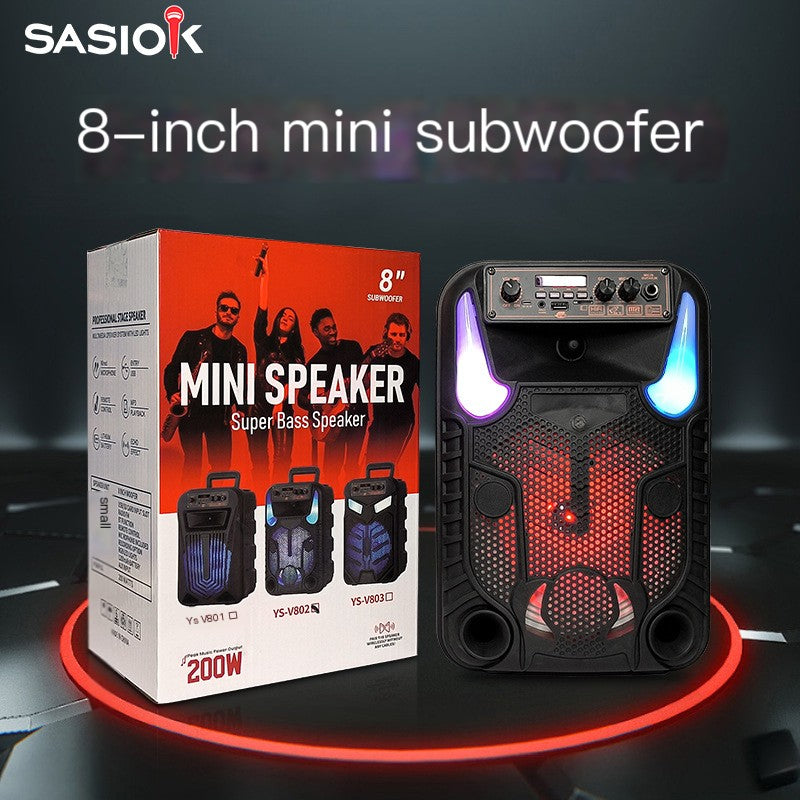 2023 Mini Bluetooth Speaker with 8-Inch Bass Karaoke