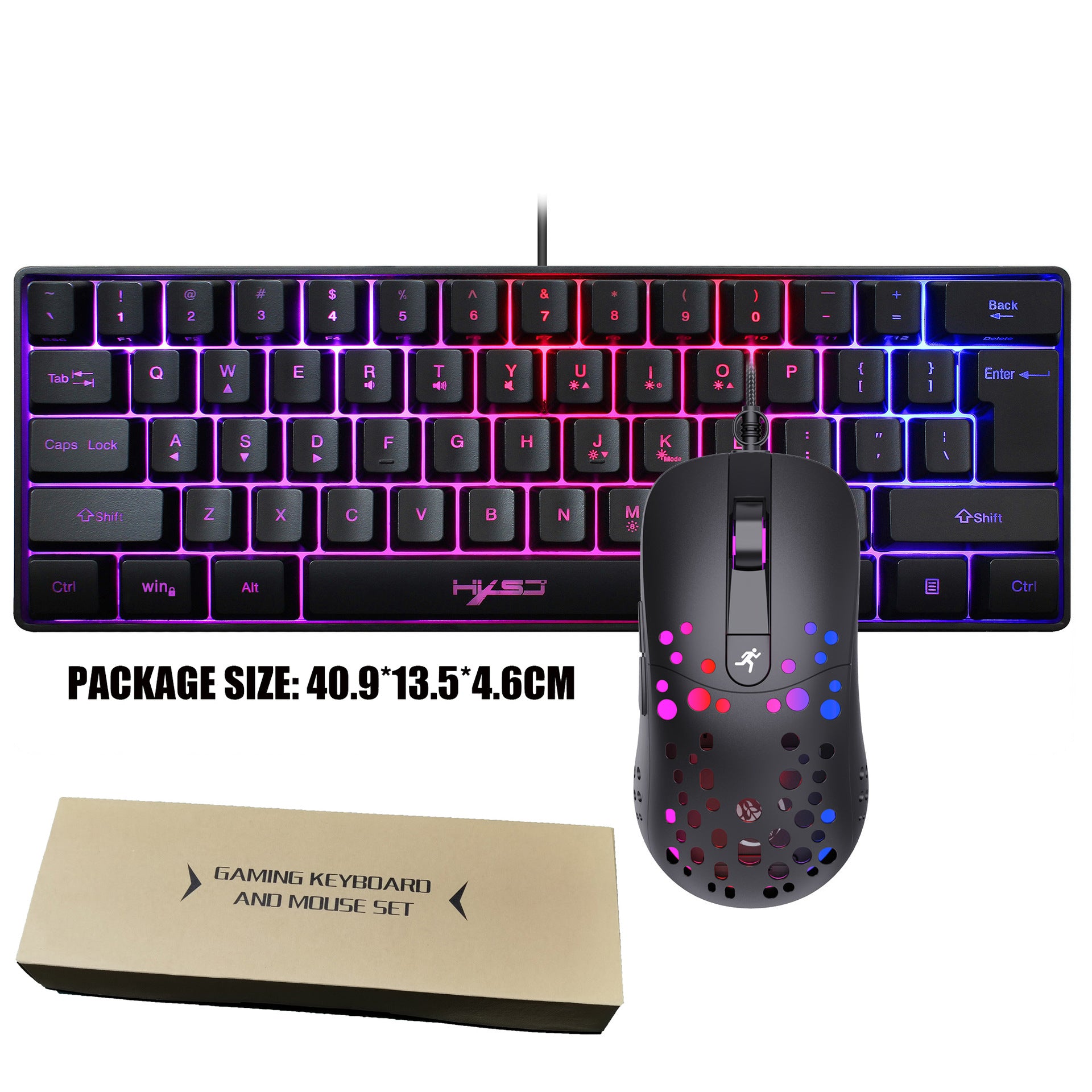 61-Key RGB Gaming Membrane Keyboard with Shortcuts