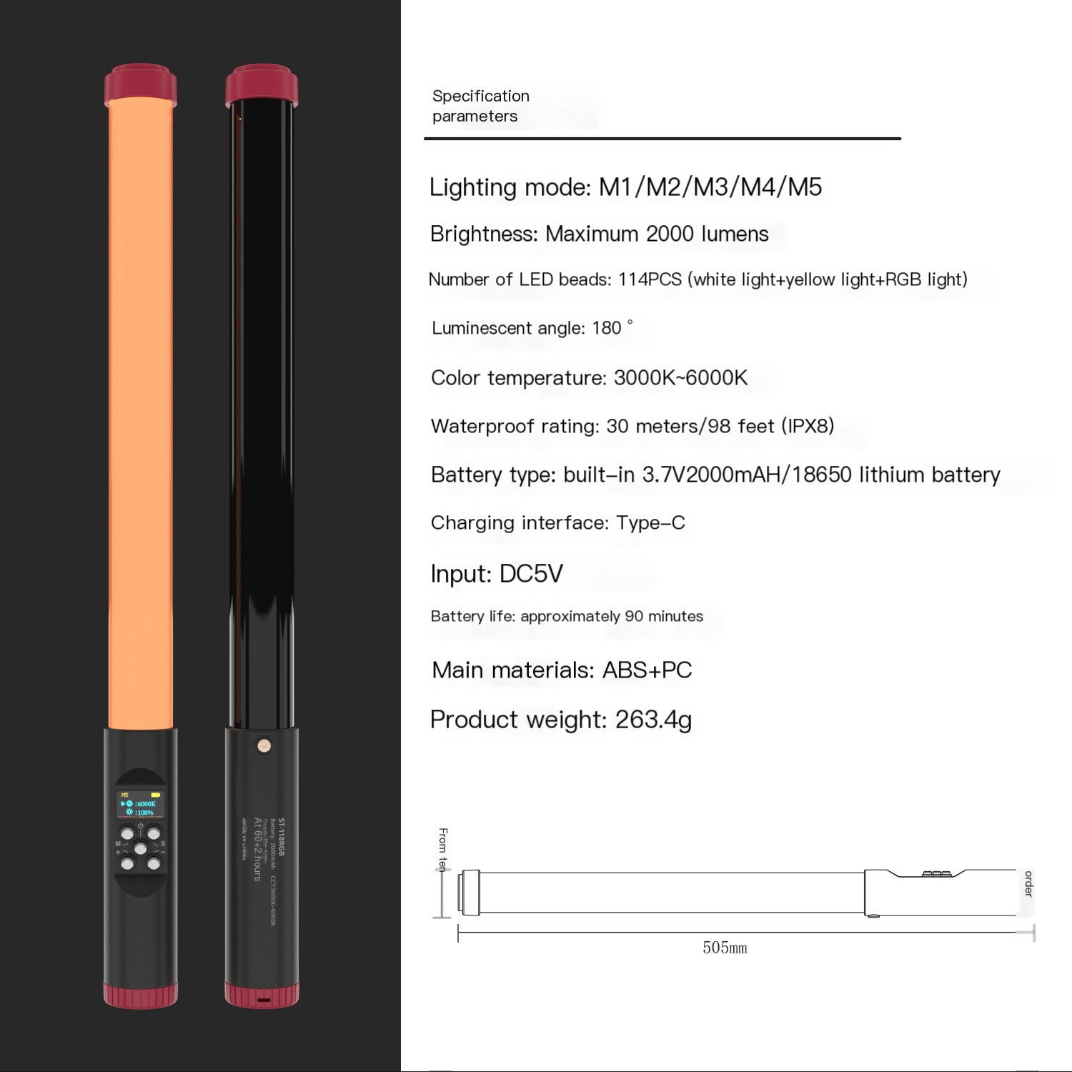 "HAIFRO ST-118 RGB Waterproof LED Handheld Light"